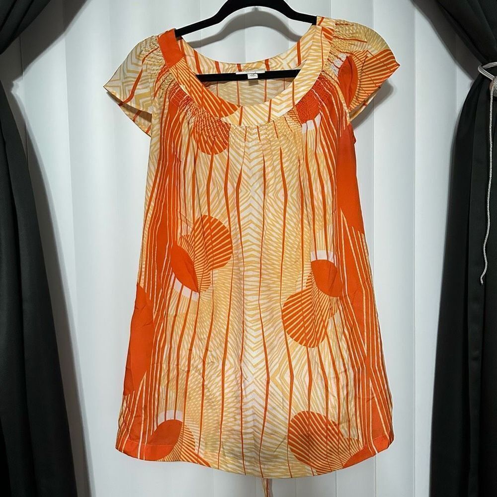 Liz Lange Maternity for Target yellow/orange flowy top, with tie in back to adju
